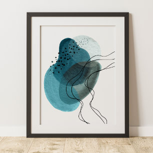 Affiche Contemporain moderne Art Abstrait Vert Noir