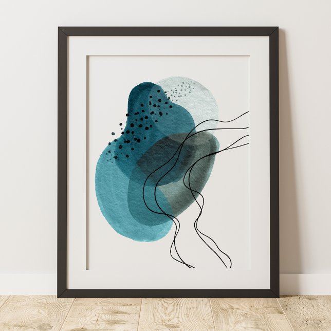 Affiche Contemporain moderne Art Abstrait Vert Noir (Créateur téléchargé)