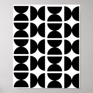 Affiche Contemporain Noir et Blanc Rétro Demi-Lune 70s