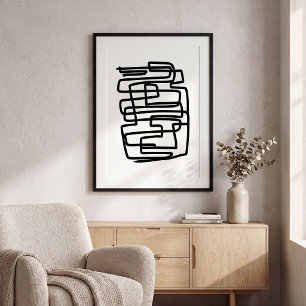 Affiche Contemporain noir et blanc simple géométrique