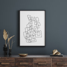 Contemporary Abstract Line Art in Black and White