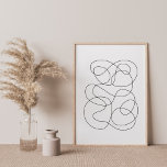 Affiche Contemporary Abstract Line Drawing Black and White<br><div class="desc">This cool elegant drawing features minimalist modern continuous line art in black and white.</div>