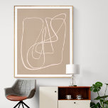 Affiche Contemporary Minimalist Abstract Taupe Brown Line<br><div class="desc">Modern and minimalist,  this contemporary artwork features an abstract line drawing in taupe brown.</div>