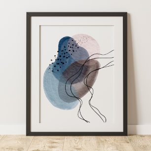 Affiche Contemporary Modern Abstract Art Blue Pink Black
