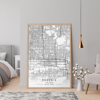 Affiche Contemporary Phoenix Arizona Street Map unframed