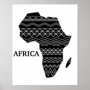 Affiche continent africain noir et blanc