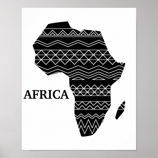 Affiche continent africain noir et blanc (Devant)