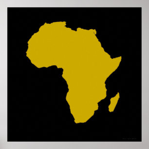 Affiche "Continent de l'Afrique - or audacieux "