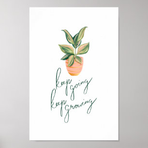 Affiche Continuer à grandir Plante de calligraphie moderne