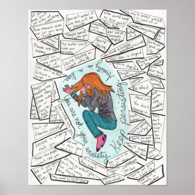 Affiche Continuer à persister (anxiété) 11x14 (Devant)