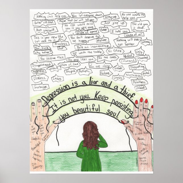 Affiche Continuer à persister (dépression) 18x24 (Devant)