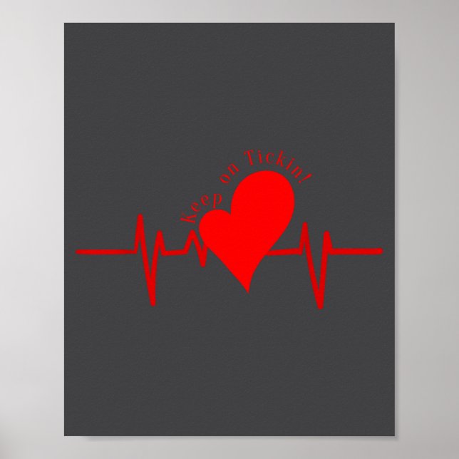 Affiche Continuez à cocher ! Battement de cœur ECG Vache S (Devant)