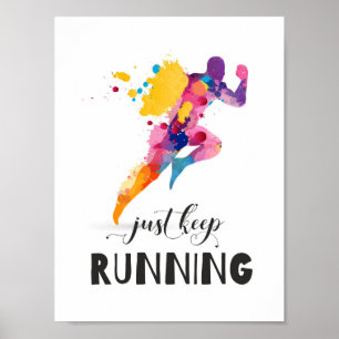 Affiche Continuez à courir Citation motivante pour les cad