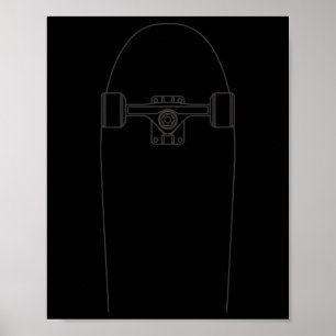 Affiche Contour de skateboard - Skateur en skateboard vint