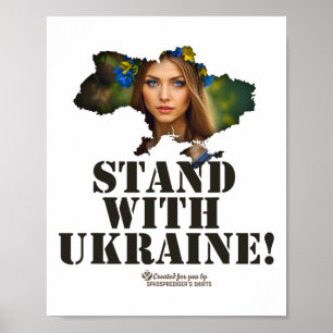 Affiche Contour Ukraine Femme Ukrainienne Slogan Soutenez