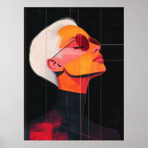 Affiche Contours chromatiques — Portrait de femme moderne