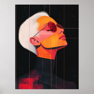 Affiche Contours chromatiques — Portrait de femme moderne