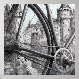 Affiche Contraste mécanique : conception de bicyclette méd