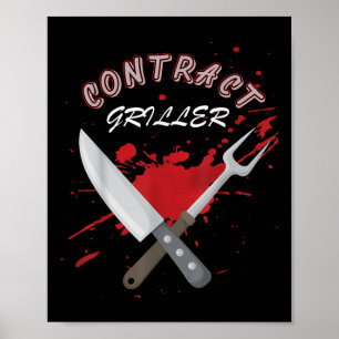 Affiche Contrat Griller Funny Grill Barbecue Barbecue Chem