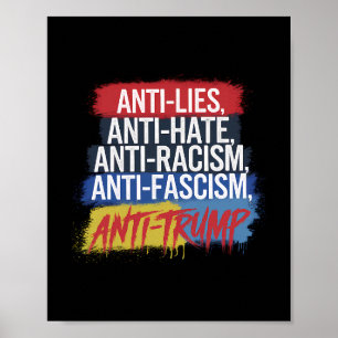 Affiche Contre la haine mensonges racisme fascisme résiste