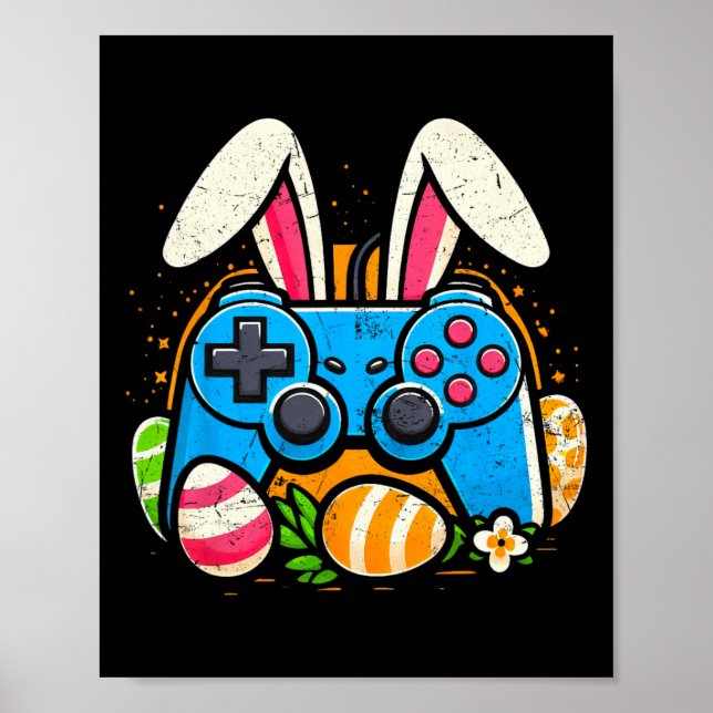 Affiche Contrôle du jeu vidéo Pâques Bunny Joueur garçons  (Devant)