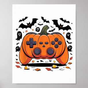 Affiche Contrôleur Citrouille de jeu Halloween Vidéo Éffra