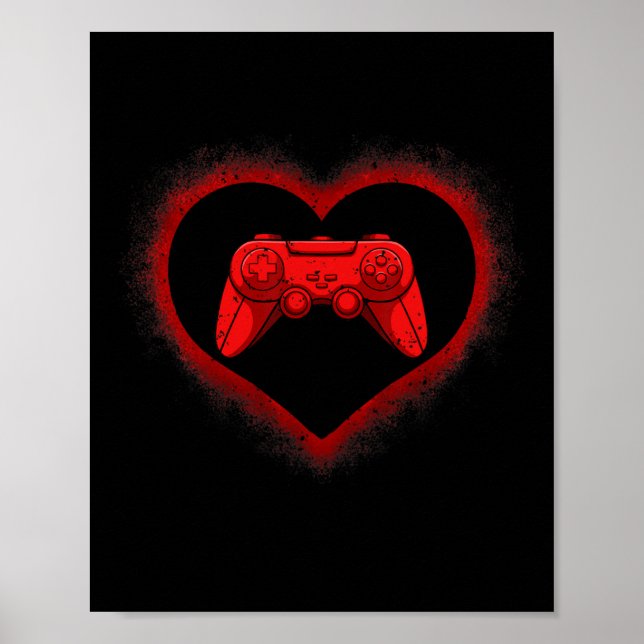 Affiche Contrôleur Coeur Valentines Jour Cool Jeu Jeu (Devant)