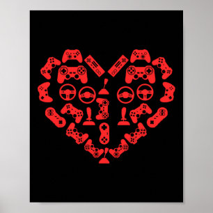 Affiche Contrôleur Coeur Valentines Jour Cool Jeu Jeu