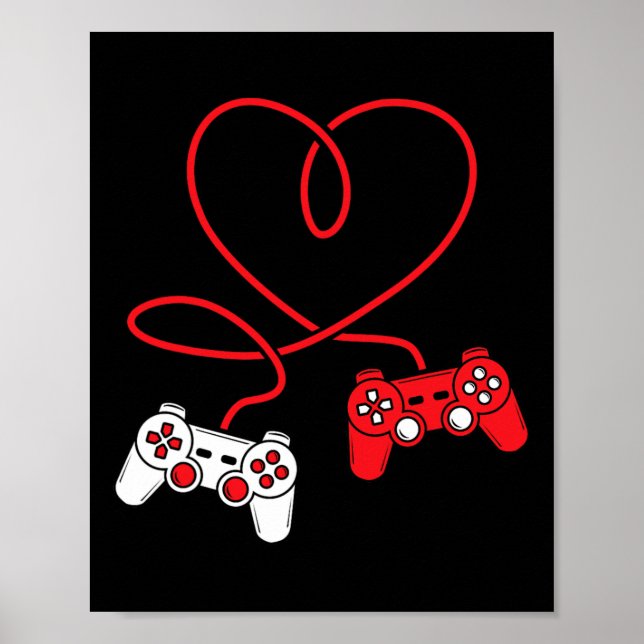 Affiche Contrôleur de jeu Coeur Funny Valentines Day Boy & (Devant)