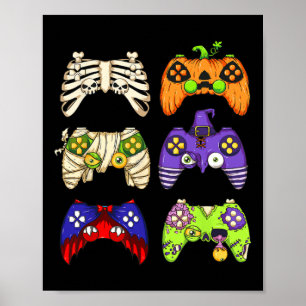 Affiche Contrôleur de jeu Halloween Hommes garçons gamer H