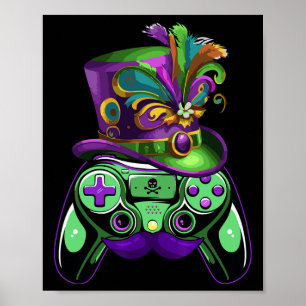 Affiche Contrôleur de jeu Mardi Gras Gamers Enfants Filles