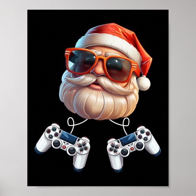 Affiche Contrôleur de jeu Noël Joueur passionné de jeu (Devant)