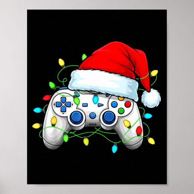 Affiche Contrôleur de jeu vidéo chapeau de Noël Santa Game (Devant)