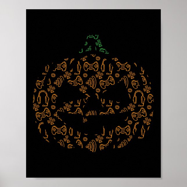 Affiche Contrôleur de jeu vidéo Citrouille Halloween Costu (Devant)