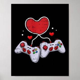 Affiche Contrôleur de jeu vidéo Coeur Enfants Valentines D