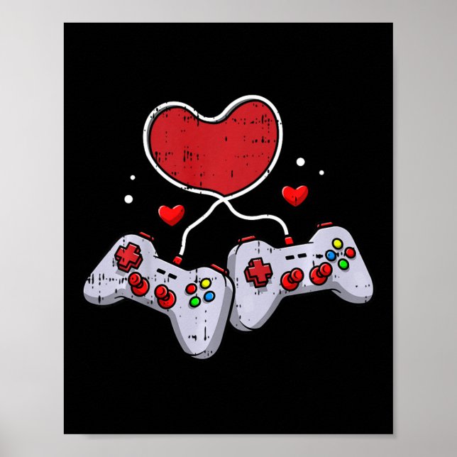 Affiche Contrôleur de jeu vidéo Coeur Enfants Valentines D (Devant)