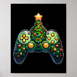 Affiche Contrôleur de jeu vidéo de chemises de Noël Arbre