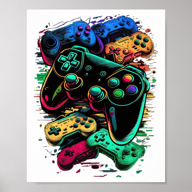 Affiche Contrôleur de jeu vidéo du gamer de contrôle 1 (Devant)