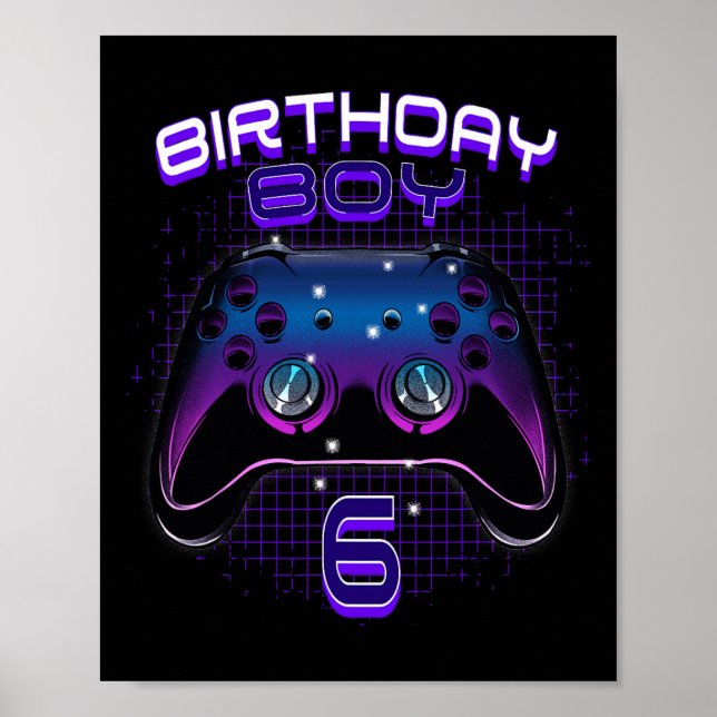 Affiche Contrôleur de jeu vidéo garçon 6 Gamer 6e annivers (Devant)