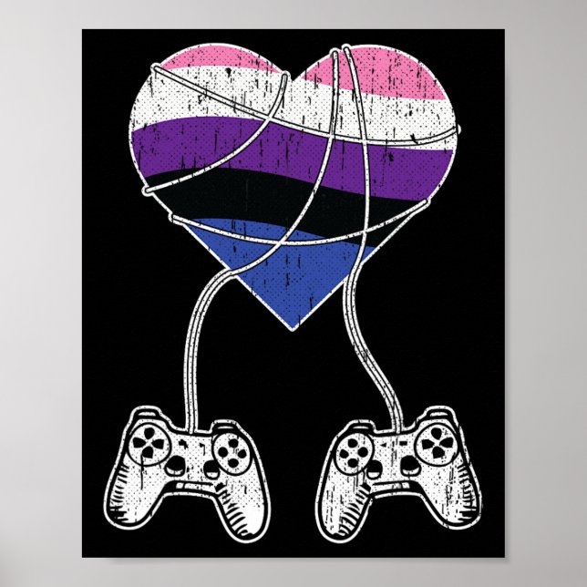 Affiche Contrôleur de jeu vidéo Genre-fluide Fierté Jeu Lg (Devant)