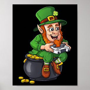 Affiche Contrôleur de jeu vidéo Jour de la Saint Patrick L