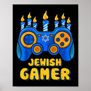 Affiche Contrôleur de jeu vidéo juif Gamer Chanukah Boy Ki