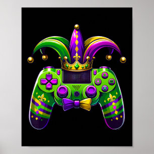 Affiche Contrôleur de jeu vidéo Mardi Gras Chapeau de bouf