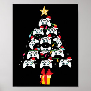 Affiche Contrôleur de jeu vidéo Noël Arbre Noël Hommes gar