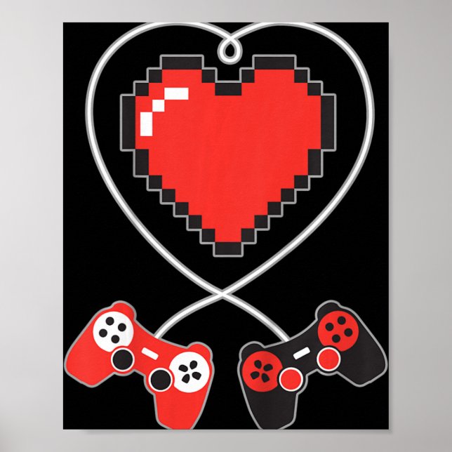 Affiche Contrôleur de jeu vidéo pour enfants Coeur Pixel A (Devant)