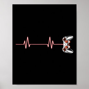 Affiche Contrôleur De Jeux Vidéo Cool Heartbeat Pour Nerdy