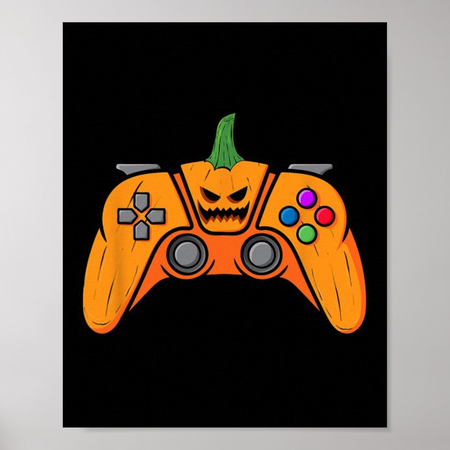 Affiche Contrôleur de jeux vidéo d'Halloween With Pumkin F (Devant)