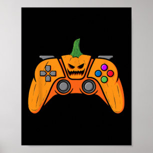 Affiche Contrôleur de jeux vidéo d'Halloween With Pumkin F