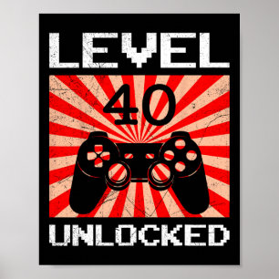 Affiche Contrôleur de niveau 40 débloqué Retro Gamer Vid d