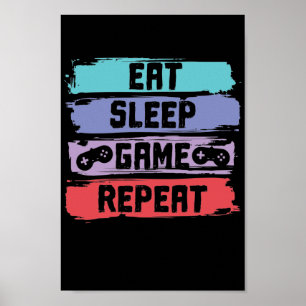 Affiche Contrôleur Eat Sleep Game Repeat